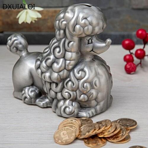 Zinc alloy exquisite pet dog piggy bank creative poodle Save money children room decoration Christmas gift