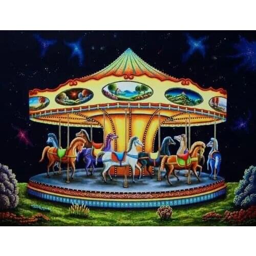Carousel Beautiful Clear Picture Top Quality Cross Stitch Kits 14CT Unprinted Sewing kit Embroidered Handmade Decor