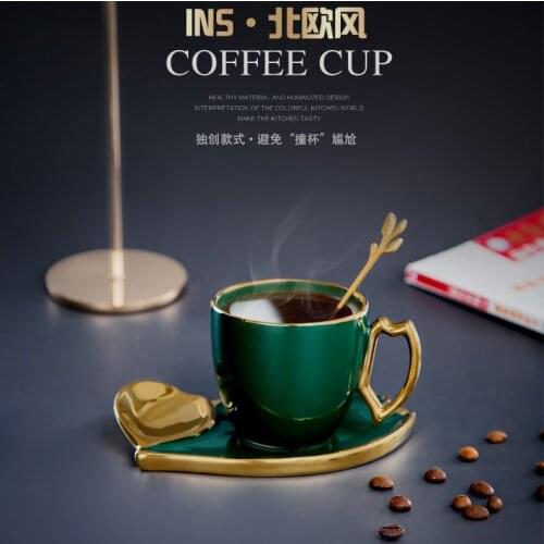 Coffee cup high value online celebrity cup and saucer set European exquisite teacups high-end household ceramic cups American