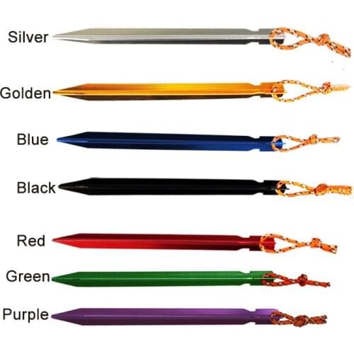 YOUGLE 10 Pcs/Lot 18CM Aluminument Tent Pegs with Rope Stake Hiking Camping Outdoor Traveling Equipment Tent Accessories