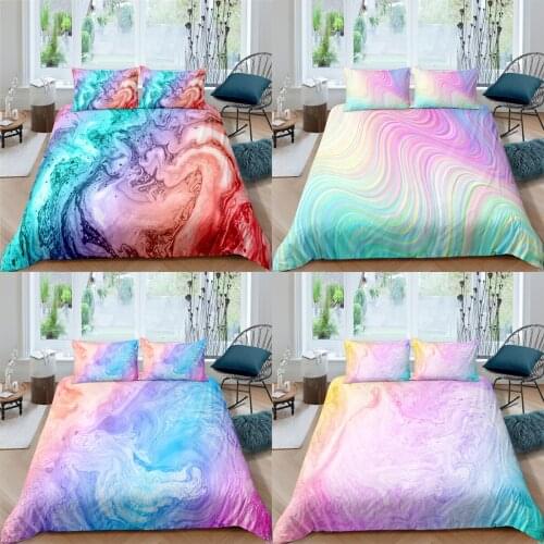 Colorful Marble Printing Bedding Set King Size Duvet Cover Sets Creative Comforter Cover 2/3pcs Quilt Covers Pillowcases