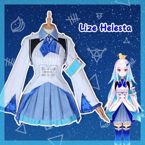 Anime VTuber Figure Lize Helesta Lolita Dress Lovely Uniform Cosplay Costume Unisex Halloween Free Shipping Customized New 2019