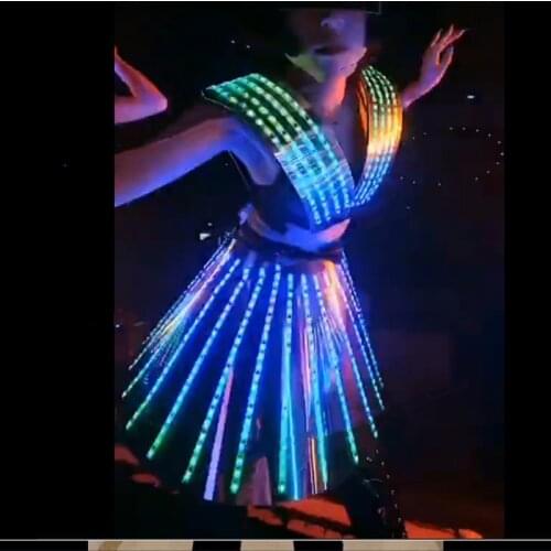 DJ DS bar singer gogo costume Sexy LED luminous Dress Amazing music festival party girl stage dance wear