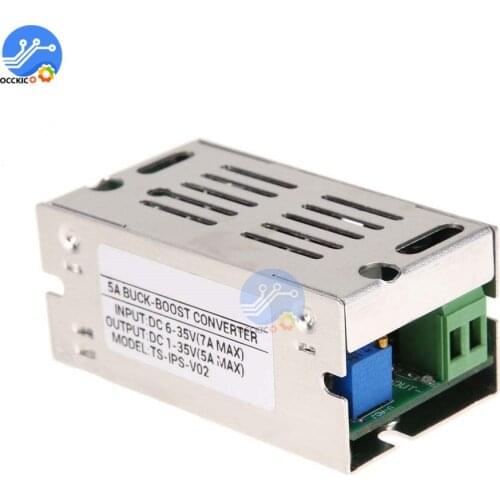 5A Auto Boost Buck Power Converter Module DC 6-35V 1-35V Adjustable Voltage Regulator with Aluminum Case