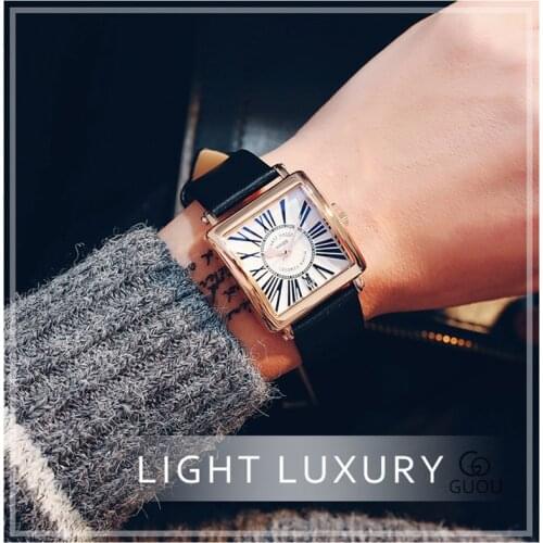 New 2020 Male Square Watches Waterproof Fashion Leather Strap Blue Mens Watch My Boy Roman Numbers Quartz WristWatch Clock