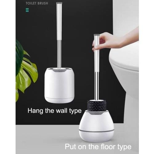BOOMJOY Wall Hanging TPR Toilet Brush with a Tweezer and Holder Set Silicone Bristles for Floor Bathroom Cleaning