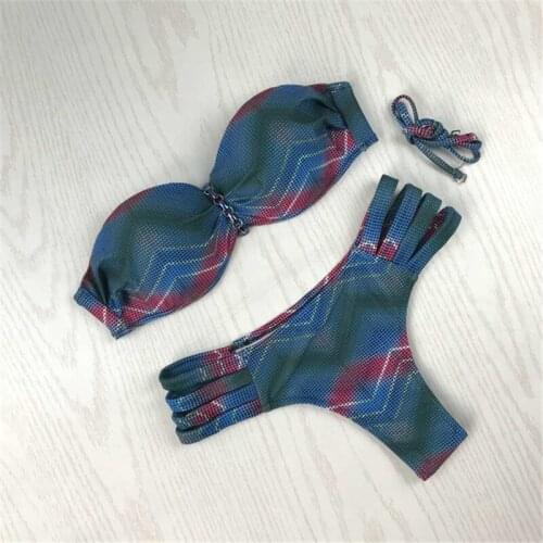 New Arrival Chain Bikini Striped Swimsuit Women Patchwork Bathing Suit Swimming Suit Summer Biquinis Striped Swimwear Beachwear