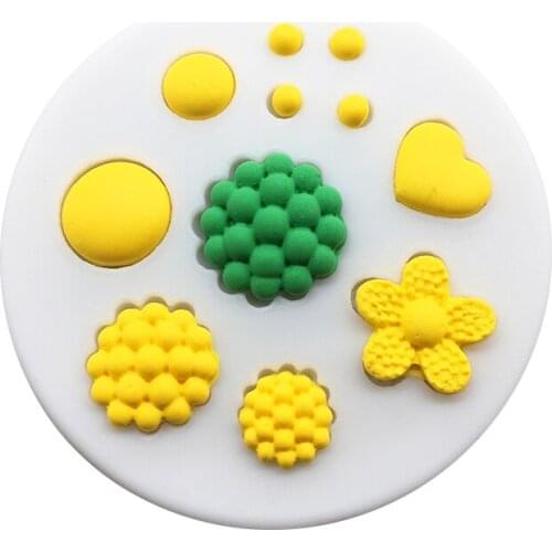 Wholesale 10 pcs/lot Flower Stamen Pistil Heart Silicone Mold Sugarcraft Fondant Cake Decorating Tools Cupcake Baking Mold