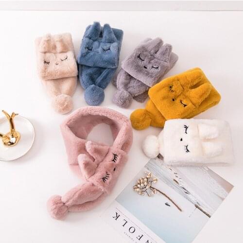 Autumn and Winter Warm Thick Plush Scarf Cute Cartoon Rabbit Children Scarf Boys and Girls Cross Scarf Cosplay 2021