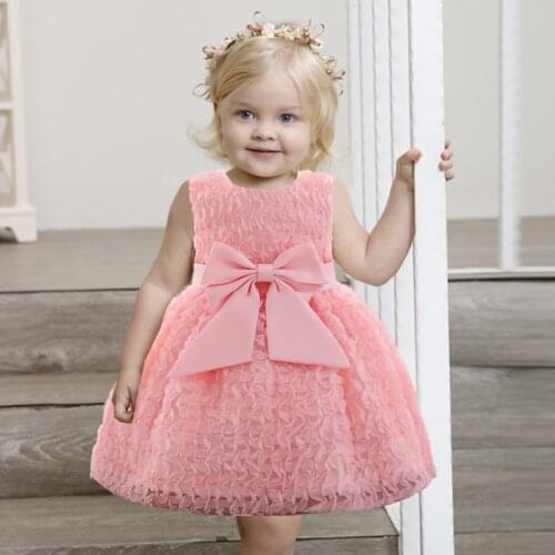 Toddler Bow Dress for Baby Girl Christening Gown First 1st Birthday Prom Dress Party Wedding Dress Baby Clothes Infant Vestidos