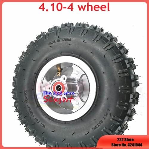 4.10/3.50-4 Pneumatic Tyre Wheel 4.10-4 Tube Outer Tire with 4 Inch Wheel Rim for 49cc Mini Quad Dirt Bike Scooter ATV Buggy