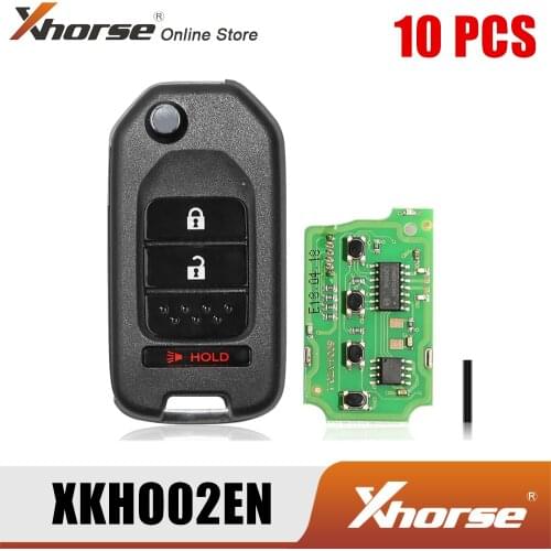 Xhorse XKHO02EN Wire Remote Key for Honda Flip 2+1 Buttons English Version 10pcs/Lot