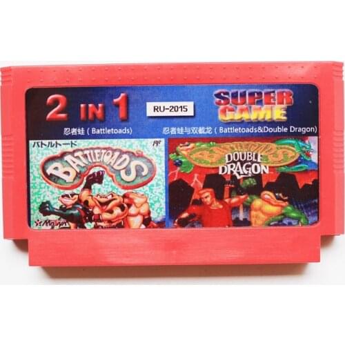 Rare 8 Bit Game Card 2 In 1, battletoads + battletoads & double dragon, Promotion Russian Language