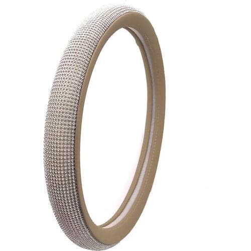 Luxury Crystal Diamond Car Steering Wheel Cover with PU Leather Bling Bling Rhinestone covered Steering-Wheel Covers