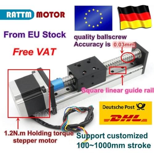 CBX1605 Ballscrew Linear Stage Actuator 100/200/300/400/500/600mm & Square Linear rail + Nema23 Stepper Motor for CNC XYZ Axis