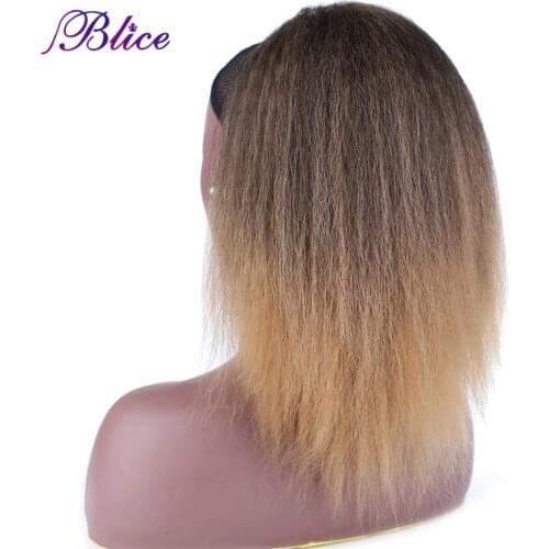 Blice Synthetic Ponytail Hairpiece Kinky Straight Drawstring Ponytail Extensions 14 inch With Two Plastic Combs