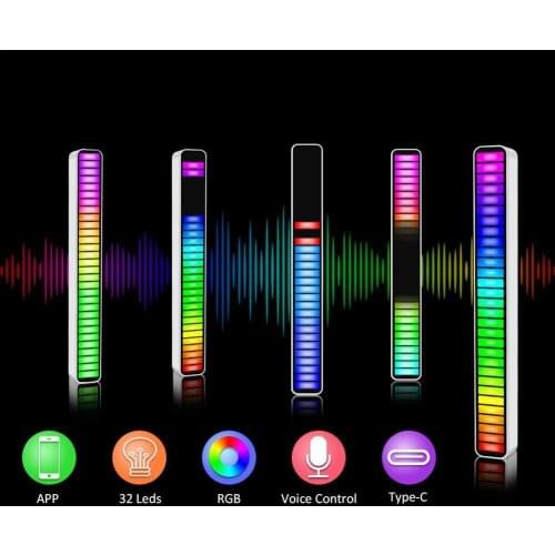 Car Music Light A Voice Control Stereo Music Levels Light for Car Player USB Energy-Saving Lamp Ambient Light
