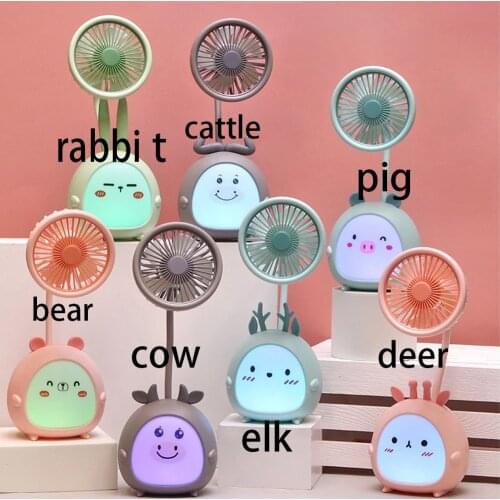 LED Table Lamp USB Rechargeable Breathing Light With Three-Speed Electric Portable Hold Small Fan Cute Dormitory Bedroom Night L