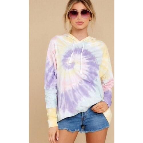Tie-dye Tops For Women Autumn Spring Hooded Sweatshirts Long Sleeve Pullovers Tops Fashion Women Tops Clothing