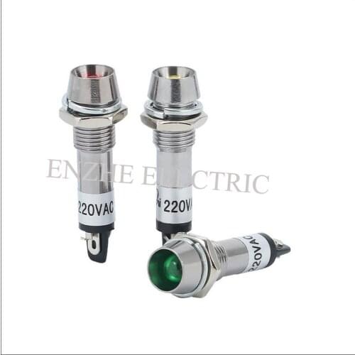 XD8-1 mini push button switch 8MM small metal power signal indicator IP65 red green yellow 12V 24V 220v