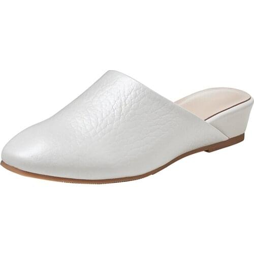 New Style Women Slippers Classic Spring Summer Autumn Winter Modern Slippers Concise Genuine Leather Elegant Round Toe Shoes T1