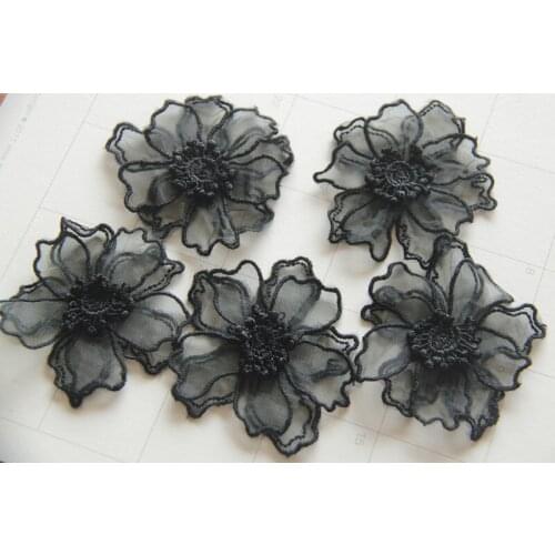 10pcsx 2Layers black Floral lace patches for clothing sewing women skirt fabric patch garment Accessories Diy decoration