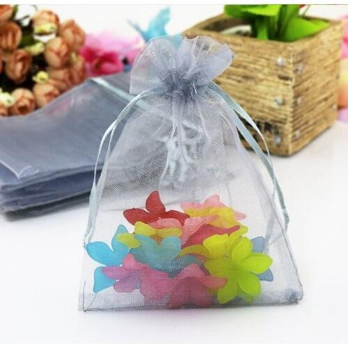 200pcs/lot Gray Organza Bags 7x9cm Small Party Favor Jewelry Gifts Charm Packaging Bags Organza Pouches Drawstring Gift Bag