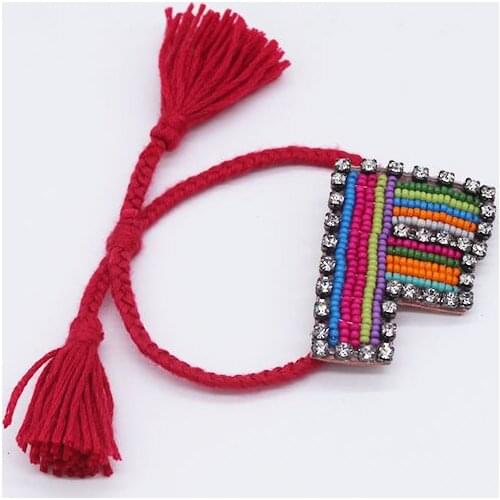 2018 Bohemia Boho Handmade Vintage Letter Boho Bib Braided Bracelets Vintage Cotton Rope Ethnic Charm Bracelets 483