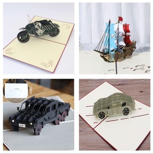 3D Greeting Car Card Pop-Up Birthday Greeting Cards DIY Handmade Gift for Dad Son Gifts for Car Lovers