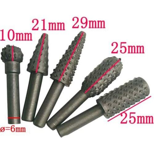 5 pcs Carpentry Rotary File Wood Carving Knife Woodworking File Grinding Head Tip Hole Punch Wood Working Tools Accessories