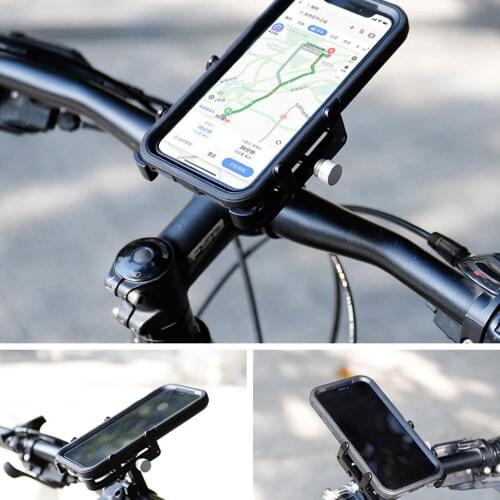 Aluminum Alloy Bicycle Mobile Phone Holder 360 Degree Rotation Adjustable Motorcycle Smartphone Fixed Rack for 3.5-6.2 inches