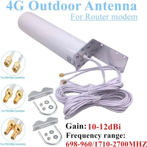 WiFi Antenna CRC9 4G LTE Outdoor Antennas SMA Omni Antenne 3G TS9 With 5 Meters dual Connector Cable for Huawei ZTE Router Modem