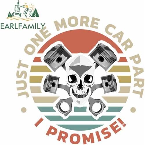 EARLFAMILY 13cm x 12.8cm for Just One More Part Skull Anime Car Stickers Refrigerator Trunk Decal Cartoon Laptop VAN Decoration