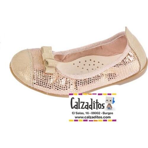 Ballerinas leather bronze color with bow on the instep of Dobsons.com Girls