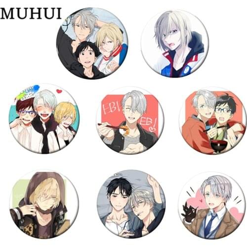 Free Shipping 58mm Anime YURI!!! on ICE Brooch Pin Badge For Clothes Backpack Decoration Childrens gift