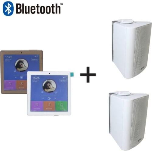 Bluetooth 2-CH 25w touch screen home audio background music system wall mounted amplifier with 2 pieces 4'' wall mounted speaker