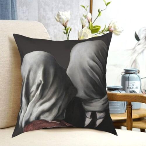 Lovers 1928 Artwork By Rene Magritte Pillowcase Printed Fabric Cushion Cover Gift Surrealism Arts Pillow Case Cover Bed 45*45cm