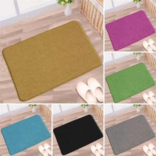 Home Floor Mats Blue Green Gray Doormat Pure Color Modern Bedroom Gate Kitchen Mat Anti-Slip Carpet Bathroom Rug Flannel Fabric