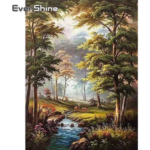 EverShine Diamond Painting Tree Full Square Round Diamond Embroidery Landscape Cross Stitch Kit Spring Sale Picture Rhinestones