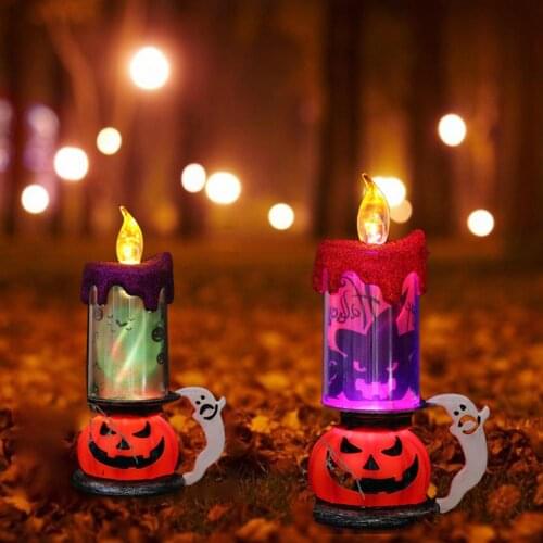 Halloween Skull Candle Flame Light LED Pumpkin Glowing Night Light Party Home Bar Decoration Lamp Festival Prop