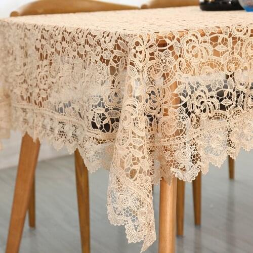 Coffee Embroidered TableCloth European Lace Tea TableCloth Home Decor Rectangular Tablecloths Table Cover Room Decor Aesthetic