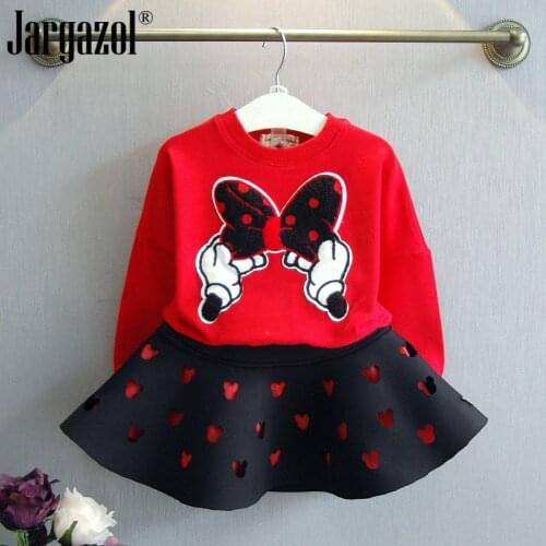 Girls Clothes Set Cartoon Mickey Long Sleeve Sweatshirt with Skirt Autumn Spring Clothing Suit for Kids Girl Fashion Outfits