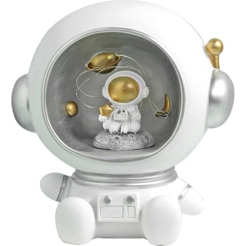 Creative Astronaut Night Light Piggy Bank Resin Decor Cute Astronaut Model Coin Bank Nordic Home Decor Living Room Decoration