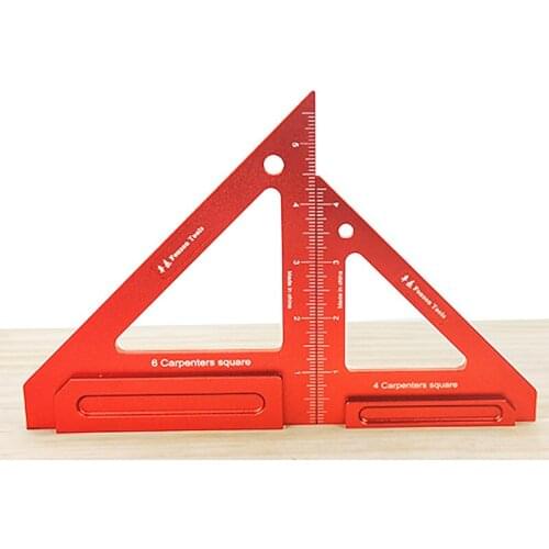 4/6 Inch Triangle Ruler Aluminum Alloy Woodworking Square Ruler 45/90 Degree Measuring Gauge Height Ruler Carpenter Tool