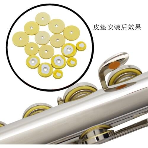 M MBAT 16 PCS Dicht Gat Fluit Pads Lederen Flute Pad Set Mat Muziekinstrumenten Onderdelen Replacement Accessoires