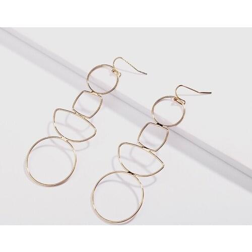 LUNA CHIAO Fashion Fancy Light Weight Cooper Metal Geometric Long Drop Earrings for Women