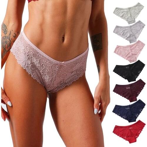 Fashion Women Flowers Embroidery Lace Transparent Panties Underwear Knicker Lingerie Female G-String Thong Briefs Underpants#p3