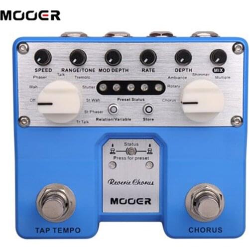 MOOER Reverie Chorus Guitar Effect Pedal 5 Chorus Modes 8 Enhancing Effects Tap Tempo Function Dual Footswitches Guitar Parts