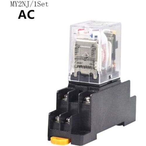 MY2P HH52P MY2NJ relay coil DPDT micro mini relay with socket base holder AC 12V 24V 36V 48V 110V 220V 380V