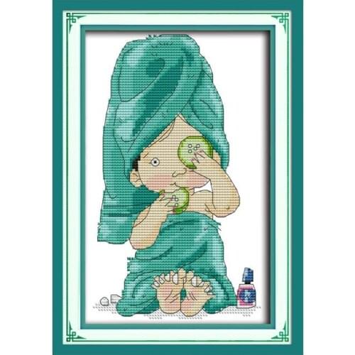 Beauty and manicure cross stitch kit girl 14ct 11ct print canvas hand sew cross-stitching embroidery DIY handmade needlework
